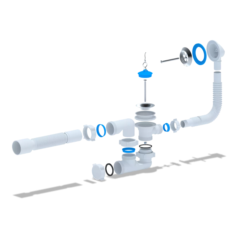 ANI-plast Сифон для ванни Е256 регульований з випуском 1 1/2" x 40, з переливом, з гнучкою трубою 375 x 40/50