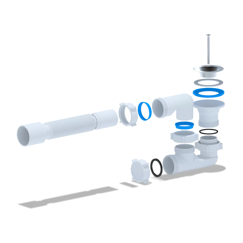 ANI-plast Сифон для душового піддону Е216 регульований 1 1/2" x 40 з гнучкою трубою 375 x 40/50