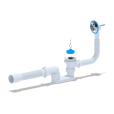 ANI-plast Сифон для ванни Е056 плоский з випуском 1 1/2" x 40, з переливом, з гнучкою трубою 375 x 40/50