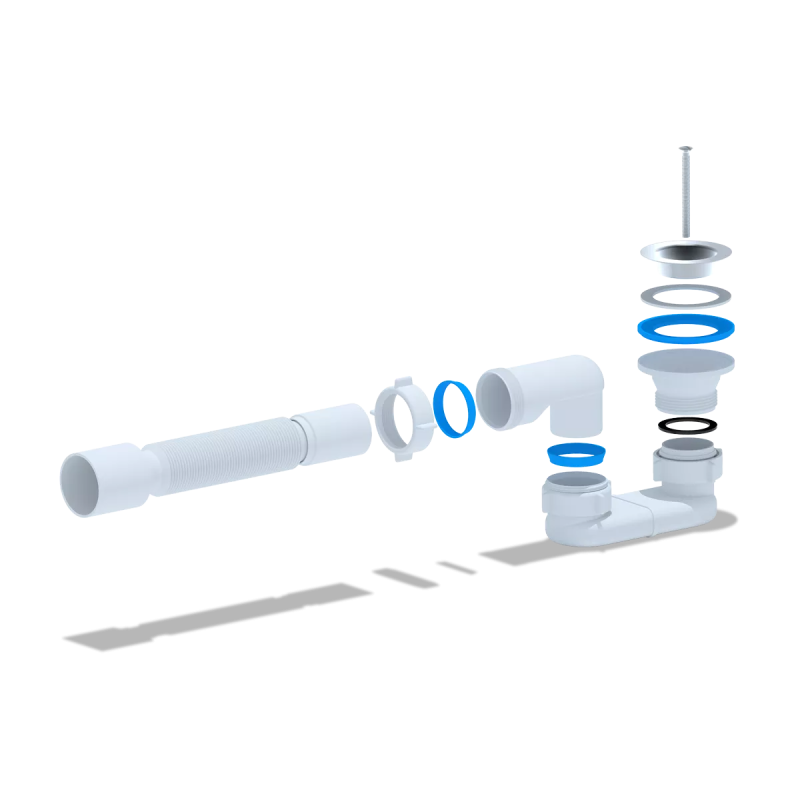 ANI-plast Сифон для душового піддону E016 плоский 1 1/2" з гнучкою трубою 40/50 - 375 мм