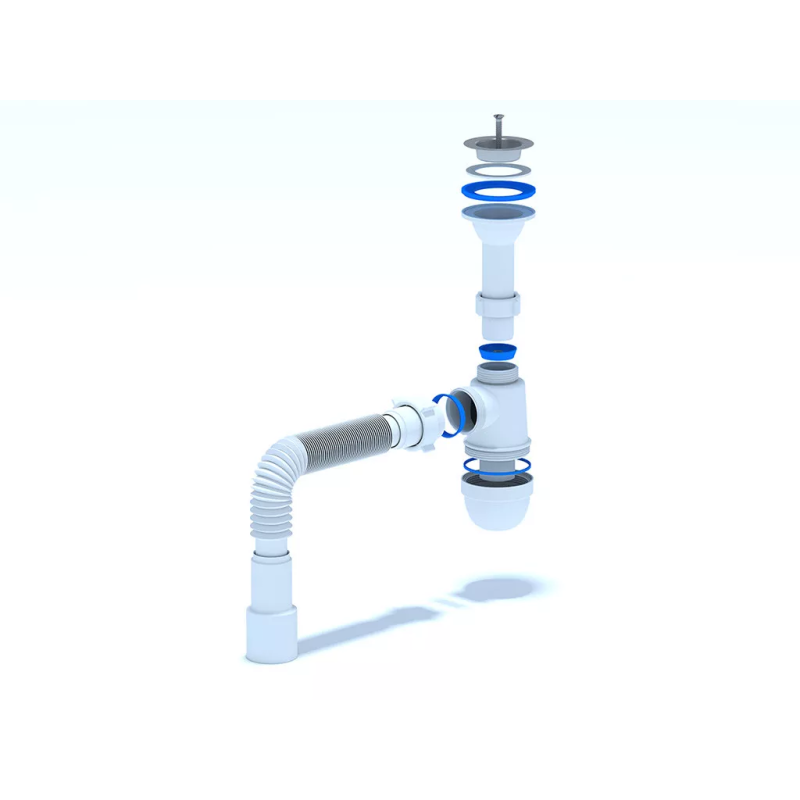 ANI-plast Сифон для мийки C0515, 1 1/2" х 40 з литим випуском, з гнучкою трубою 40 x 40/50