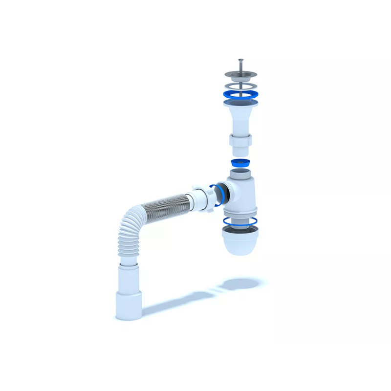 ANI-plast Сифон для мийки C2015, 1 1/4" х 40 з литим випуском, з гнучкою трубою 40 x 40/50