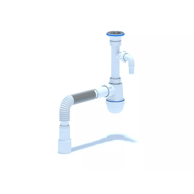 ANI-plast Сифон для мийки C1315, 1 1/4" х 40 з відведенням для пральної машини, з гнучкою трубою 40 x 40/50