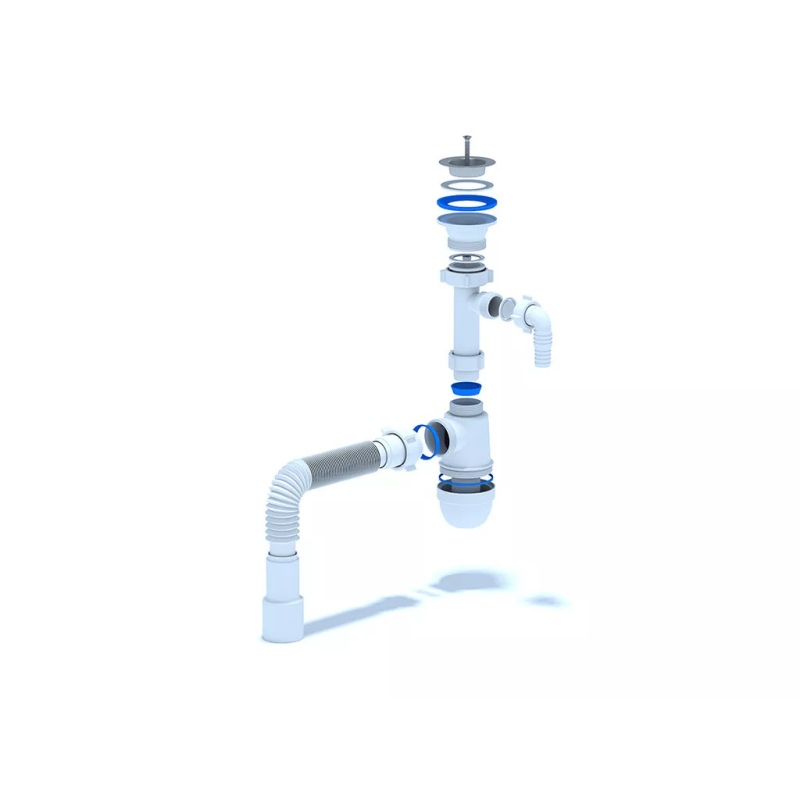 ANI-plast Сифон для мийки C1315, 1 1/4" х 40 з відведенням для пральної машини, з гнучкою трубою 40 x 40/50