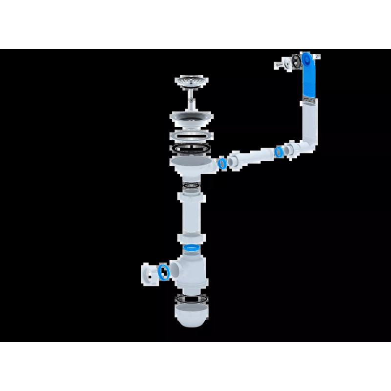 ANI-plast Сифон для мийки A0145S P15, 1 1/2" x 40 з жорстким переливом та гнучкою трубою 40 х 40/50