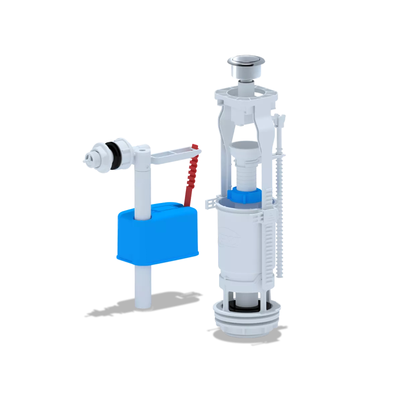 ANI-plast Набір для бачка унітазу WC6050M з боковим підведенням G1/2", з пластиковим штуцером, кнопка метал, хром