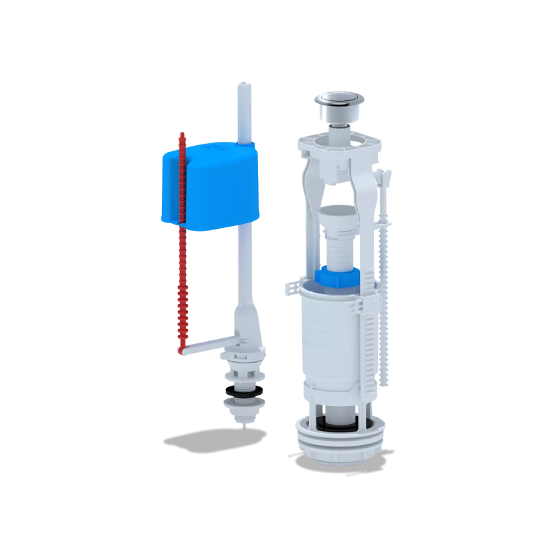 ANI-plast Набір для бачка унітазу WC6550M із нижнім підведенням G1/2", з пластиковим штуцером, кнопка метал, хром