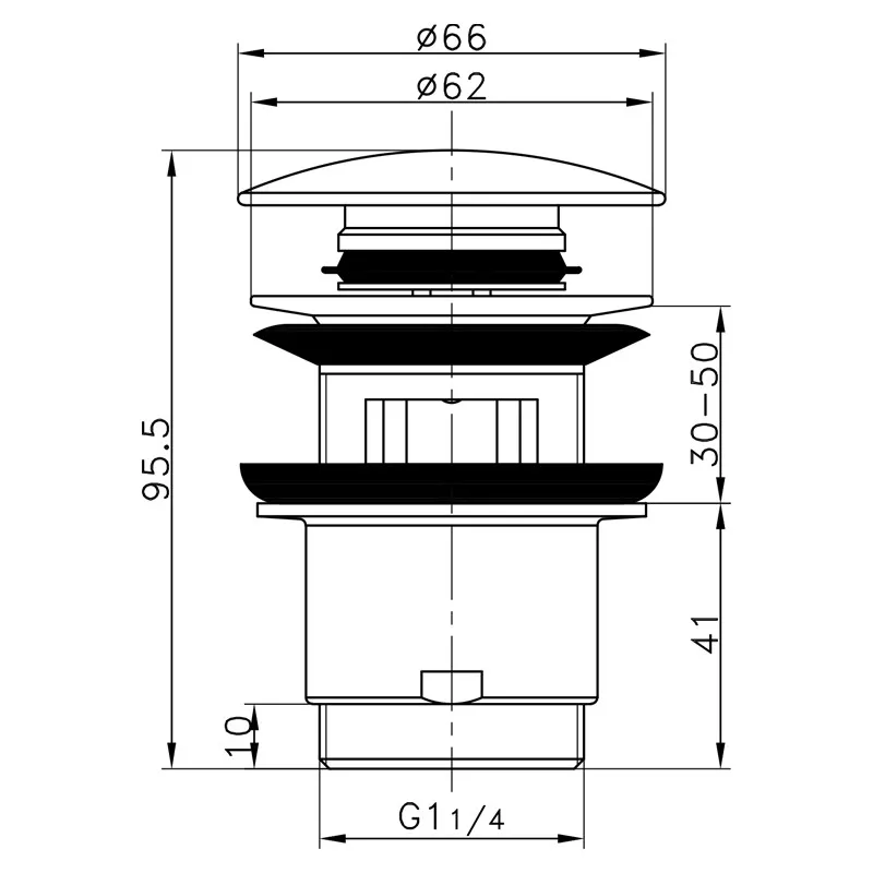 Frap Донний клапан F60, автомат, 1 1/4", хром