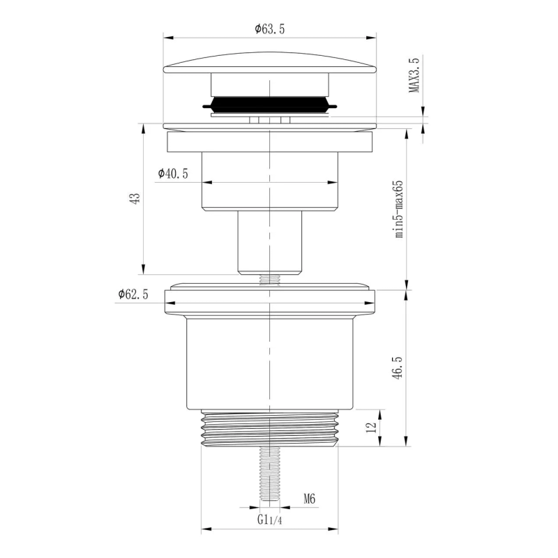 Frap Донний клапан F62, автомат, 1 1/4", хром