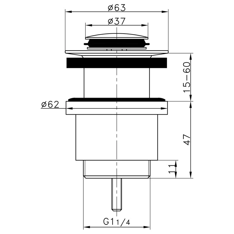 Frap Донний клапан F61, автомат, 1 1/4", хром