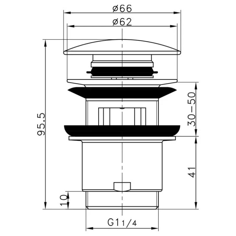 Frap Донний клапан F62-6, автомат, 1 1/4", білий