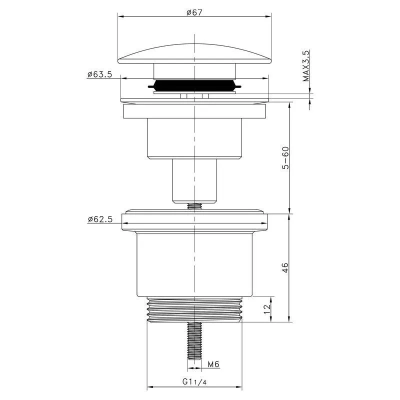 Frap Донний клапан F62-8, автомат, з білою керамічною кришкою, 1 1/4", білий