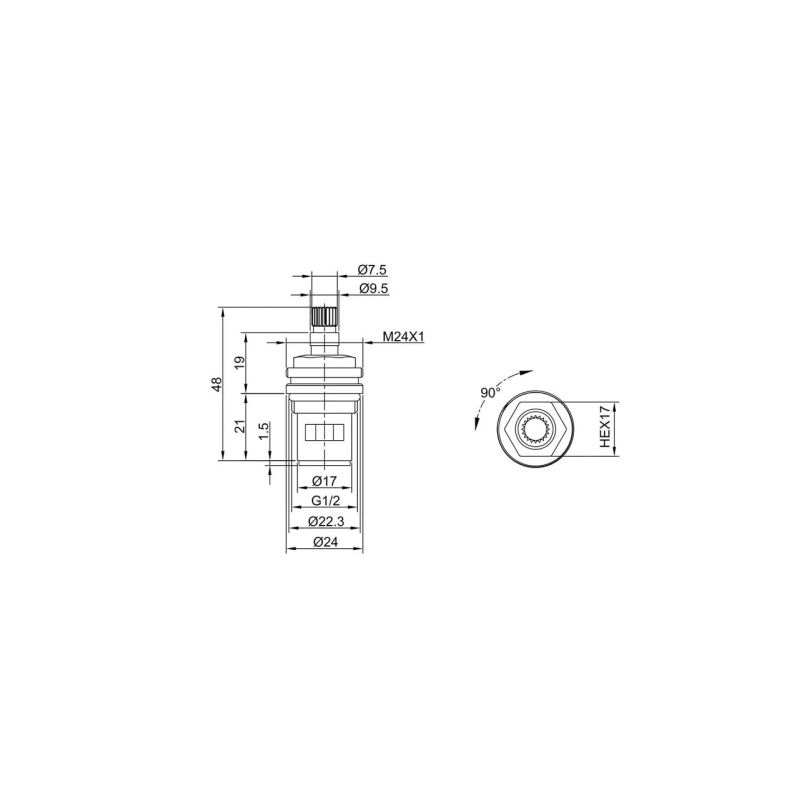 Frap Кран-букса F52-13, 20 шліців 90°
