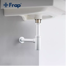 Frap Сифон для раковини F82-6 під донний клапан, латунь, білий