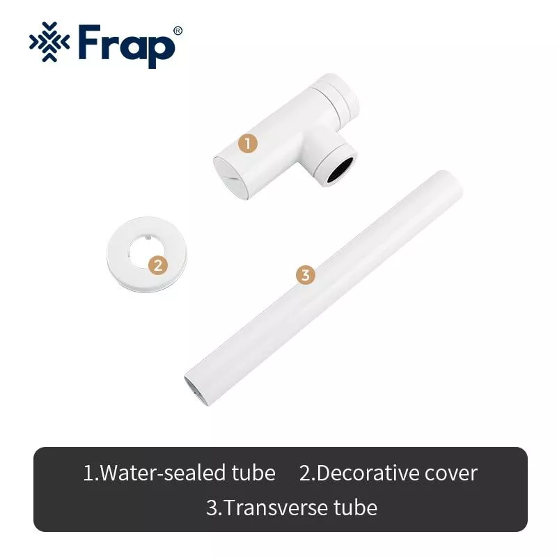 Frap Сифон для раковини F82-6 під донний клапан, латунь, білий