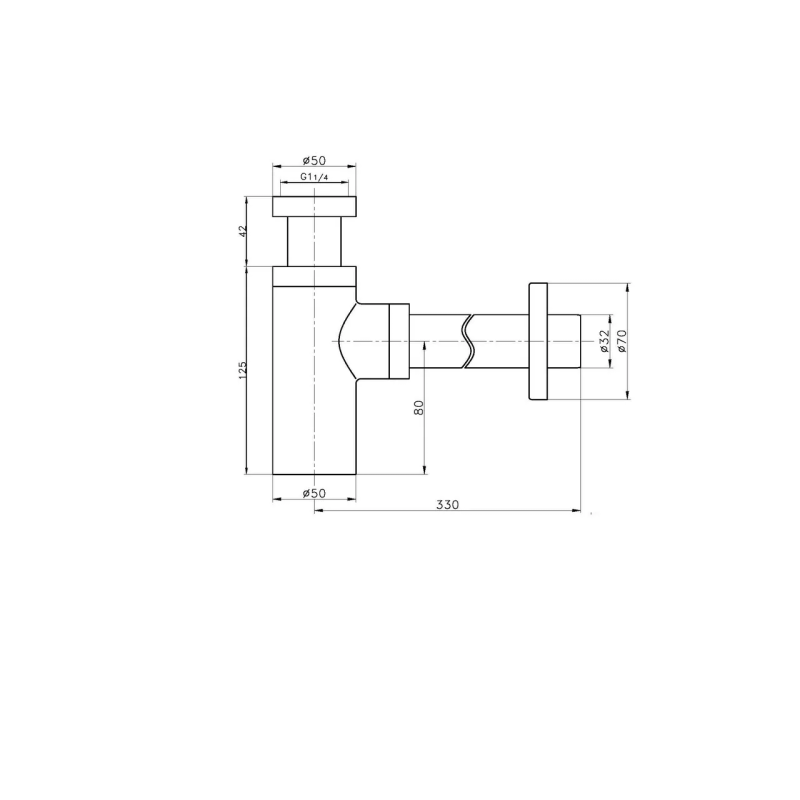 Frap Сифон для раковини F82-7 під донний клапан, латунь, чорний