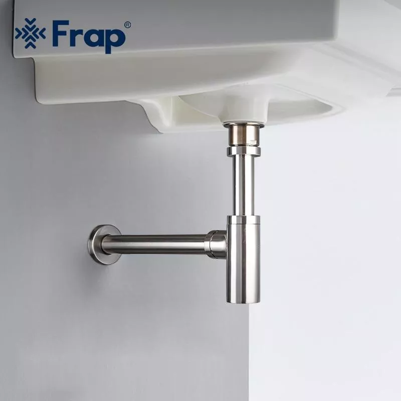 Frap Сифон для раковини F82-5 під донний клапан, латунь, сатин