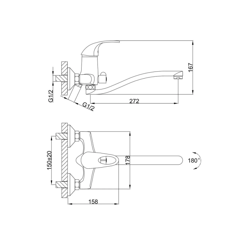 Frap Змішувач для ванни F2203, хром