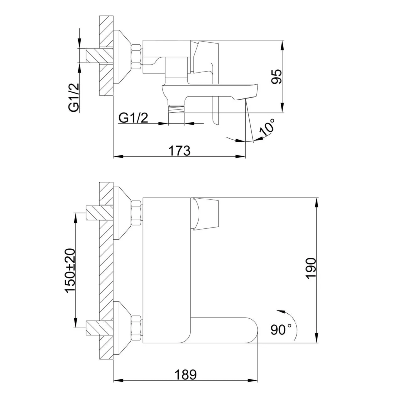 Frap Змішувач для ванни F3234, білий/хром