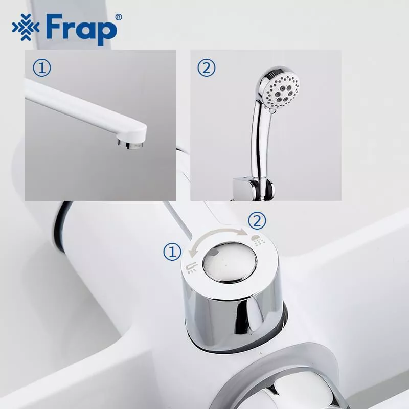 Frap Змішувач для ванни F2241, білий/хром