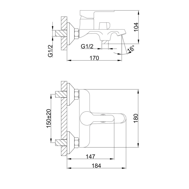 Frap Змішувач для ванни F3241, білий/хром