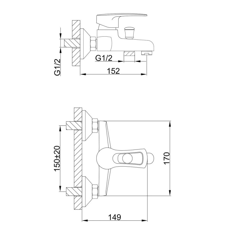 Frap Змішувач для ванни F30701-B, хром