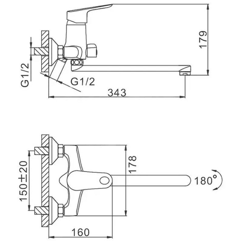 Frap Змішувач для ванни F22703-B, хром