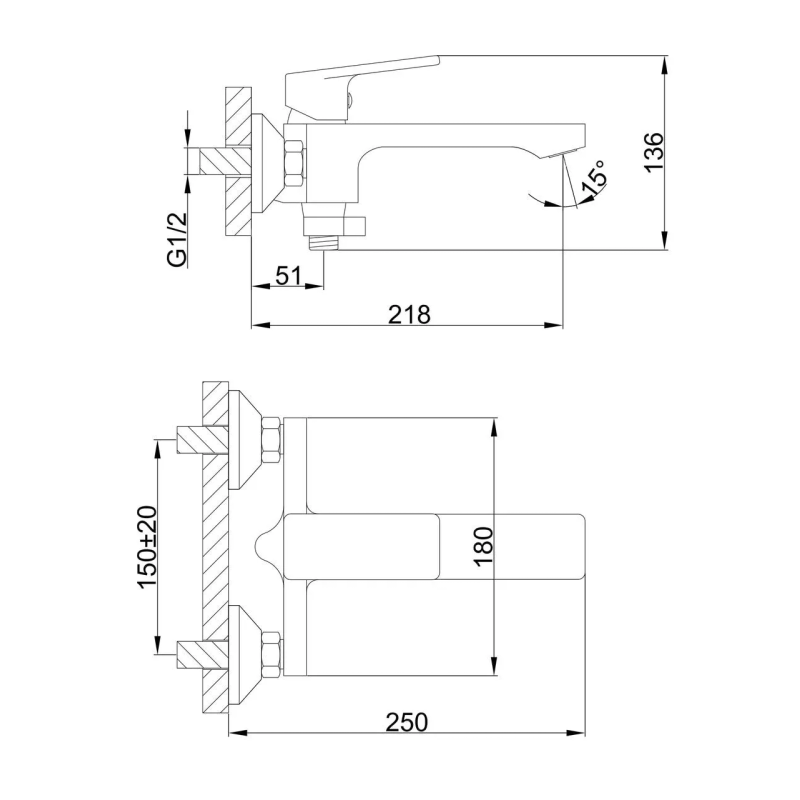 Frap Змішувач для ванни F3246, хром