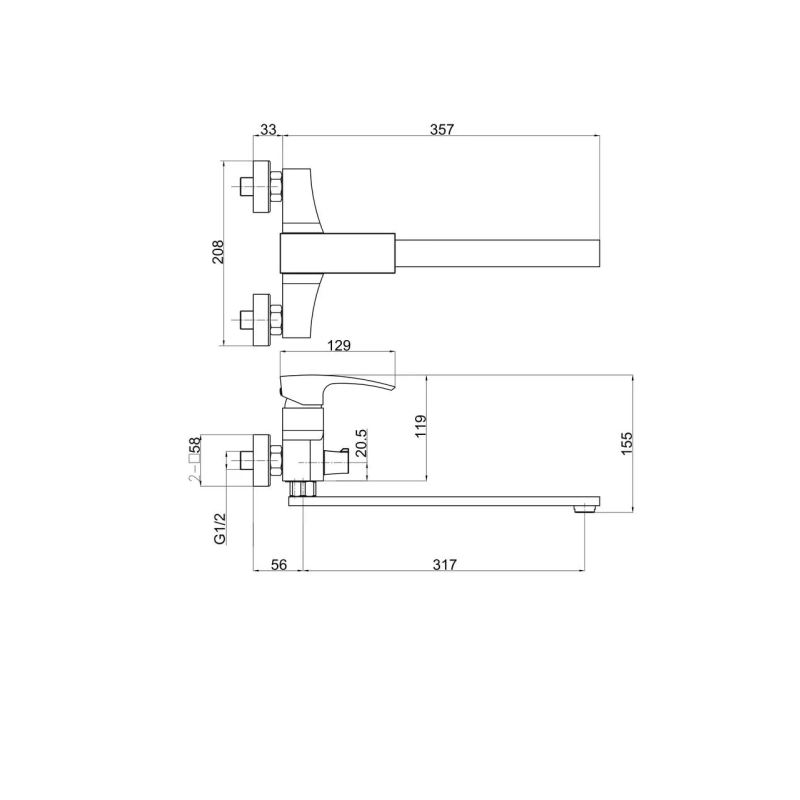 GAPPO Змішувач для ванни G2207-7, білий/хром