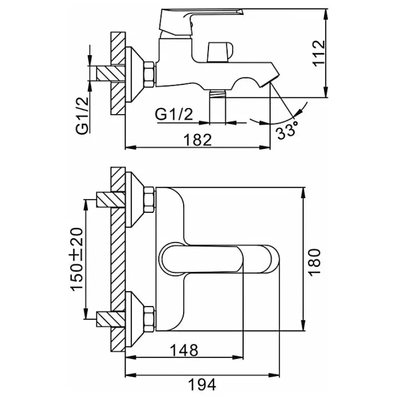 Frap Змішувач для ванни F2231, білий/хром