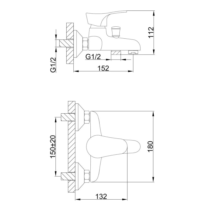 Frap Змішувач для ванни F3014-B, хром