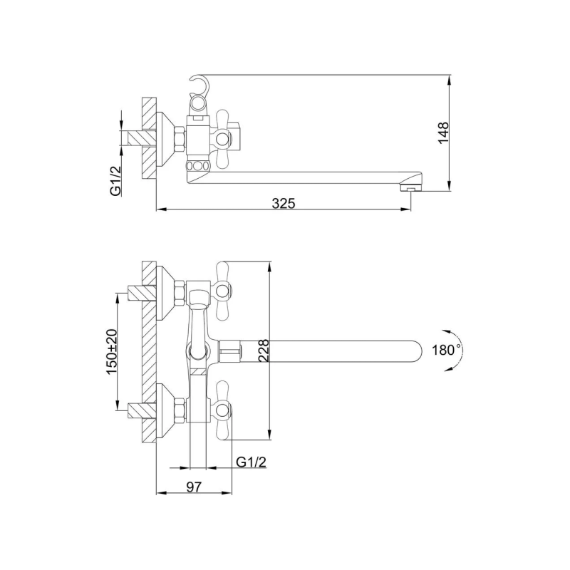 Frap Змішувач для ванни F2225, хром