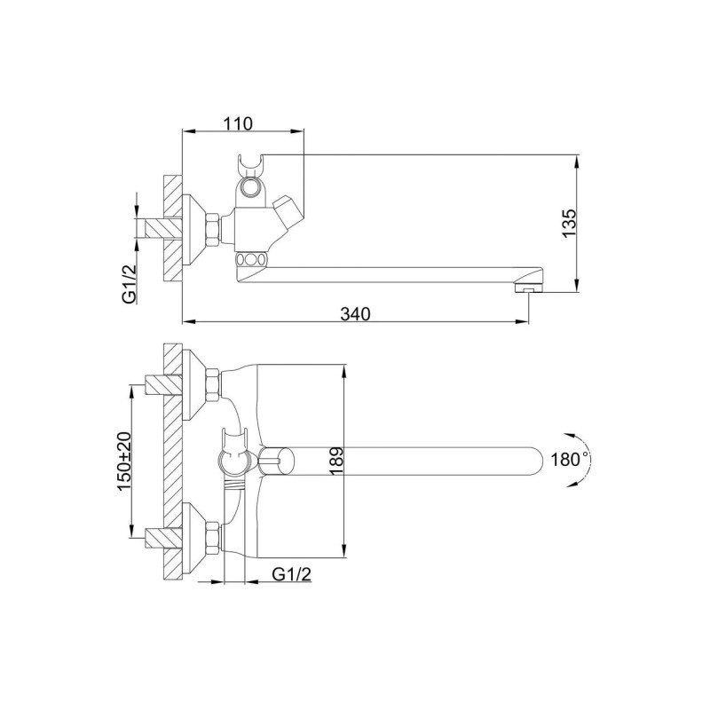 Frap Змішувач для ванни F22731-B, хром