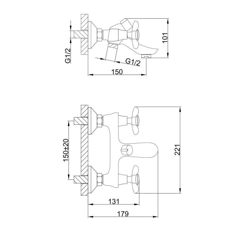 Frap Змішувач для ванни F32731-B, хром