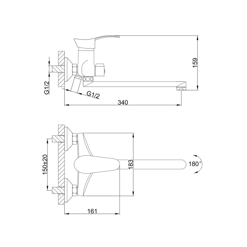 Frap Змішувач для ванни F22001, хром