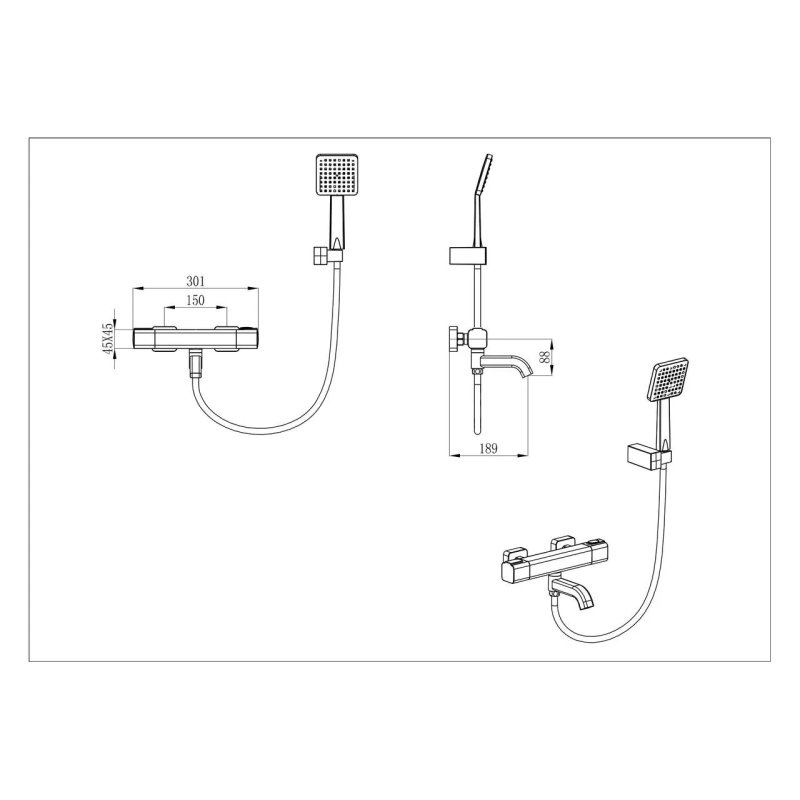 GAPPO Змішувач для ванни G3291 термостат, хром