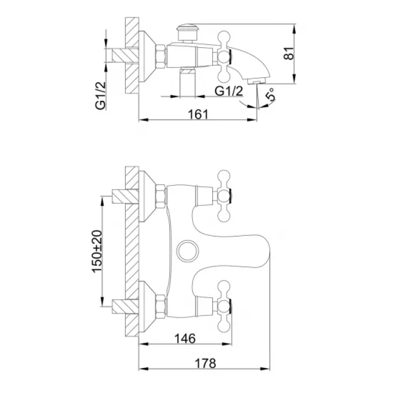 Frap Змішувач для ванни F3019-4, бронза