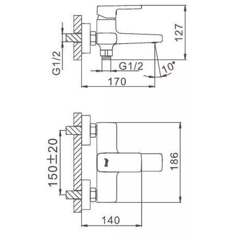 Frap Змішувач для ванни F3260, хром