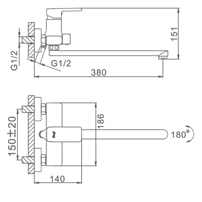 Frap Змішувач для ванни F2260, хром