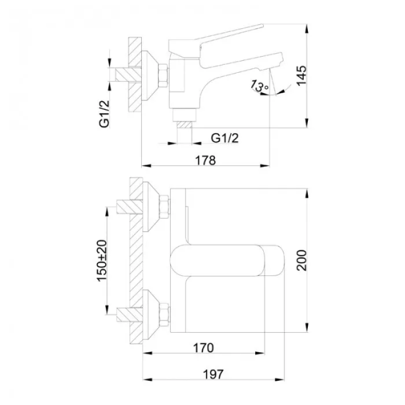 Frap Змішувач для ванни F3262, чорний