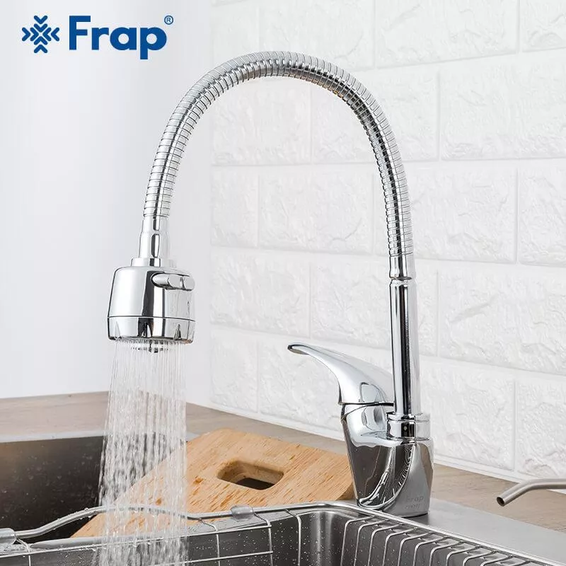 Frap Змішувач для кухні F4303 з гнучким виливом, хром