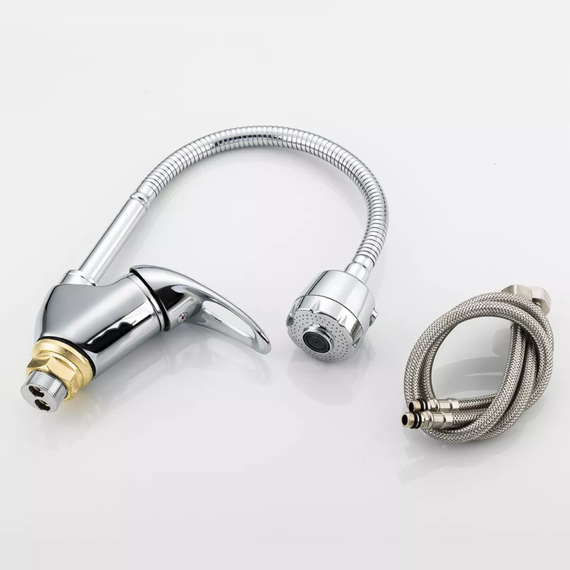 Frap Змішувач для кухні F4303 з гнучким виливом, хром