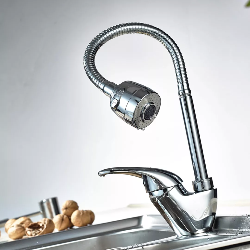 Frap Змішувач для кухні F4303 з гнучким виливом, хром