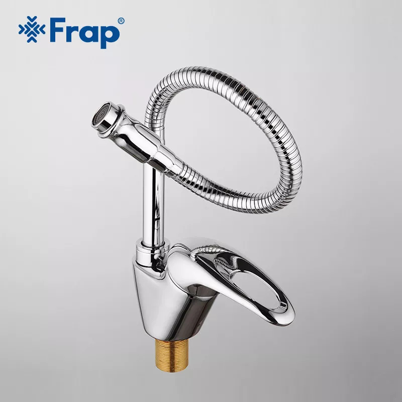 Frap Змішувач для кухні F4303-1 з гнучким виливом, хром