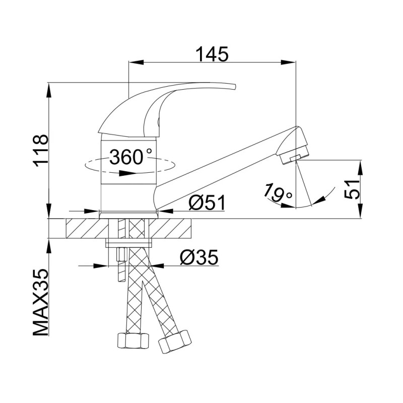 Frap Змішувач для кухні F4503, хром