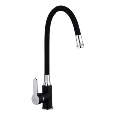Frap Змішувач для кухні F4042 з гнучким виливом, чорний/хром