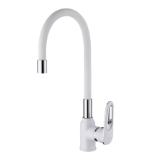 Frap Змішувач для кухні F4049 з гнучким виливом, білий/хром