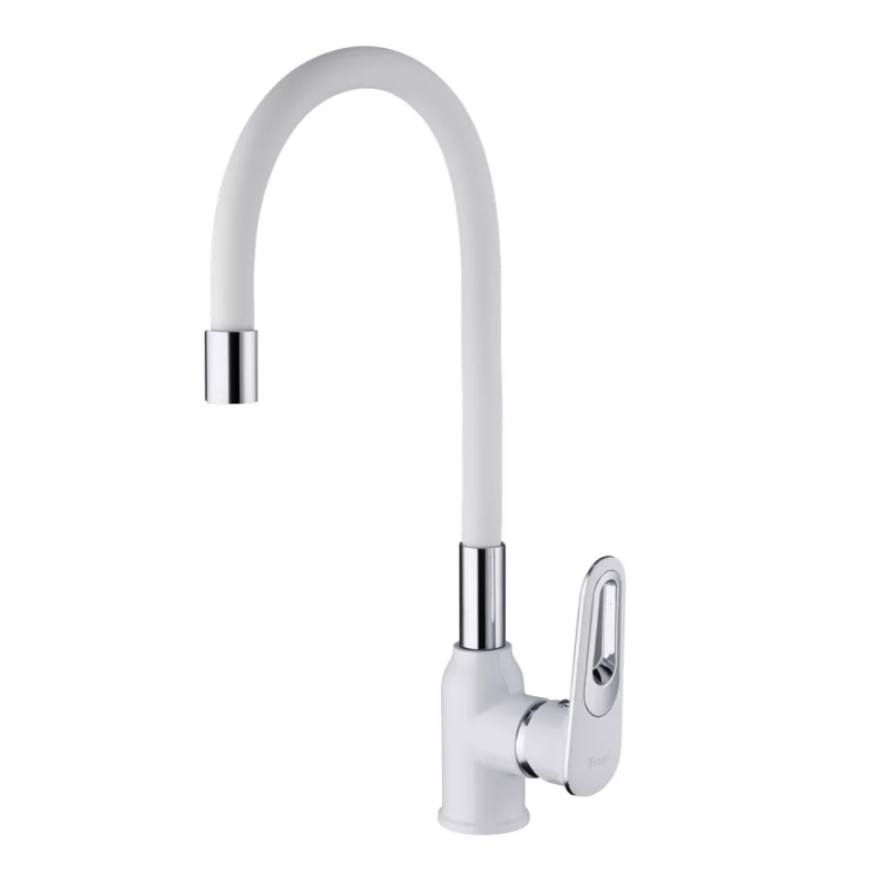 Frap Змішувач для кухні F4049 з гнучким виливом, білий/хром