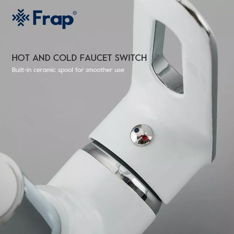 Frap Змішувач для кухні F4049 з гнучким виливом, білий/хром