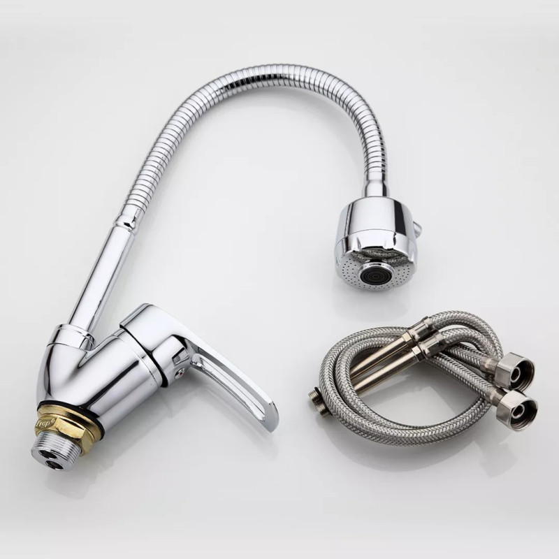 Frap Змішувач для кухні F43701-B з гнучким виливом, хром